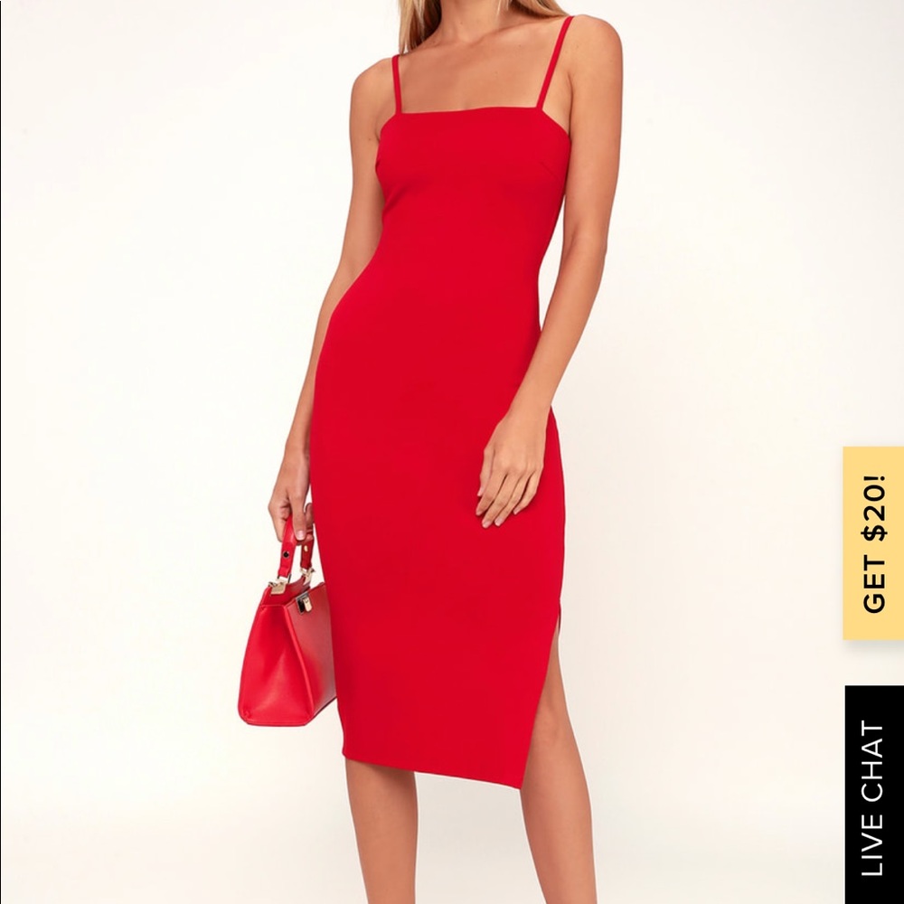 Lulu’s Paulina Red Bodycon Midi Dress